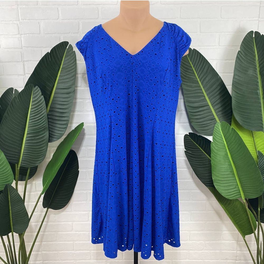 Sabrina brand royal blue eyelet dress